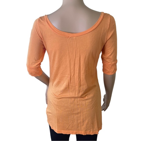 Splendid Orange Tee Shirt with Wide Round Neck & Elbow Length Sleeves Size M - Picture 4 of 9